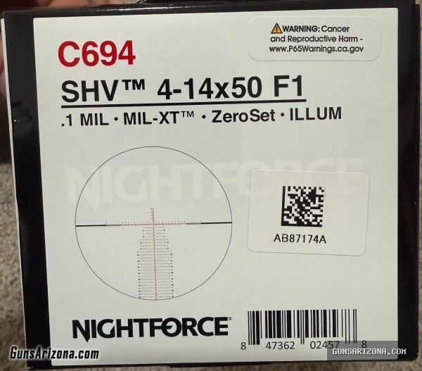 Nightforce SHV 4-14x50mm F1 Mil-XT