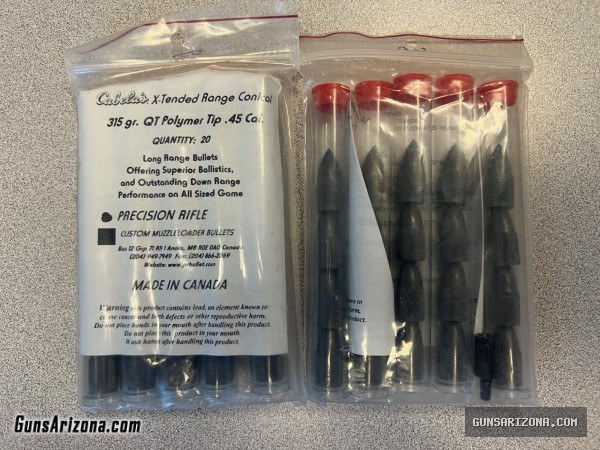 Cabela's X-Tended Range Conical - 315 gr. - QT Polymer Tip - 45 cal. Muzzleloader Bullets