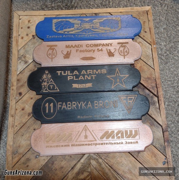 Handmade AK47 Wood carved signs