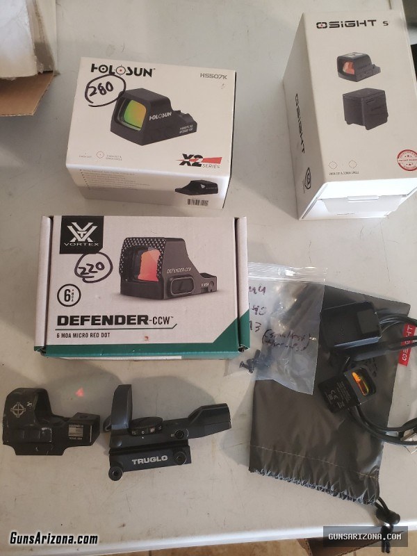 Pistol and Rifle Red Dot sights Holosun HS507K-X2 Vortex Defender Osight S Sightmark Core Shot Truglo