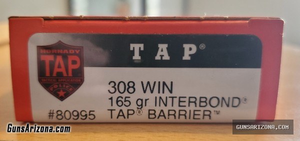 Hornady TAP .308 165 Gr. Interbond Barrier