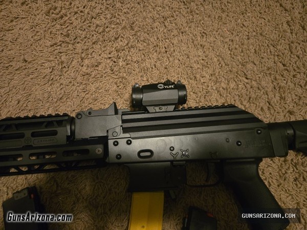 PSA AK-V 13.7” 9mm pcc w/jl billet rail, m4 stock, and ALG trigger w/ lightning bow