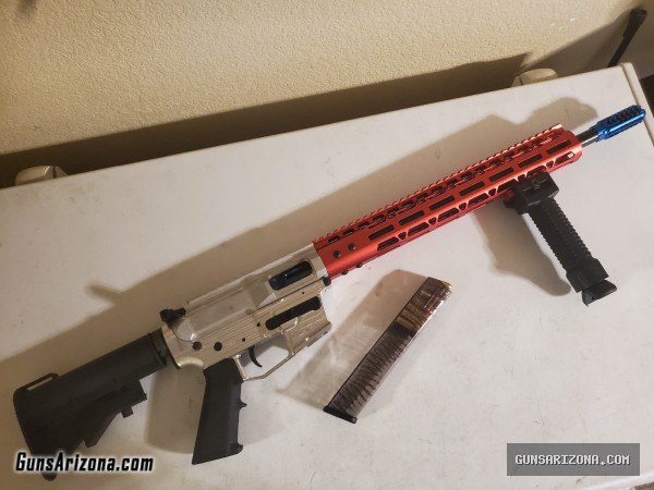 AR15 AR9 16" barrel 9mm Pistol Glock mag lower ready for FRT