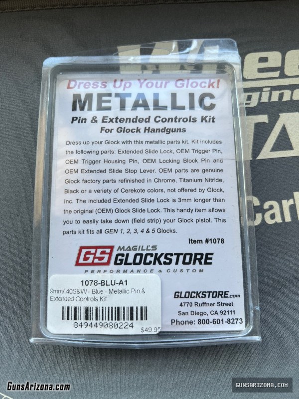 Glock Store GS Pin and Extended Controls Kit Blue G 19/23/17/22