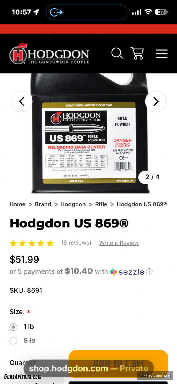 416 Barrett reloading hornady bullets, dies and Hodgdon in powder