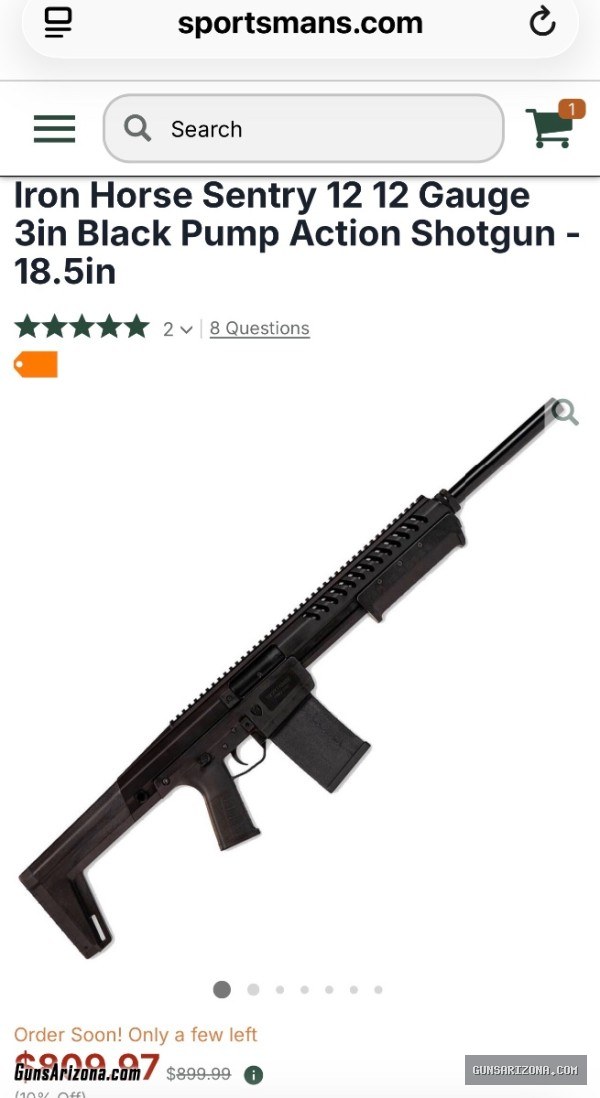 Iron Horse Sentry 12 12 Gauge 3in Black Pump Action Shotgun - 18.5in
