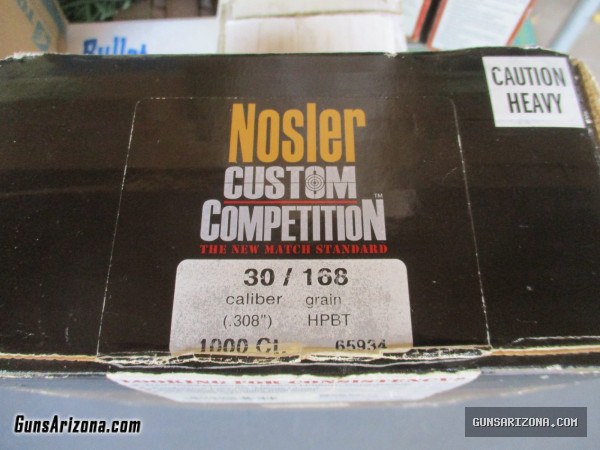RELOADING: Nosler Custom Competition Bullets .30 cal 168 gr HPBT 1000/ct