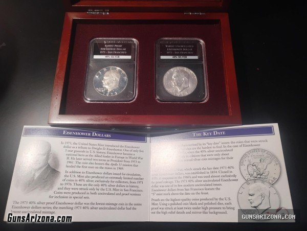 Silver Eisenhower Dollars 40% RARE 1973 issues SILVER BULLION 22 COINS TOTAL