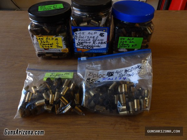 9mm and 45 ACP Cleaned and Sized Brass