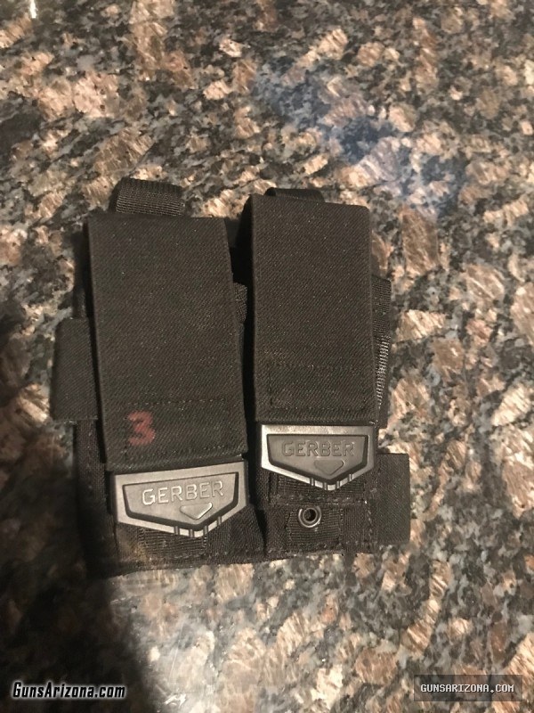 GERBER CUSTOM FIT UNIVERSAL PISTOL MAG & TOOLS QUAD SHEATH QUIET DEPLOY POUCH, BLACK