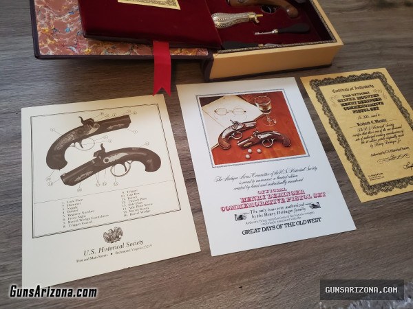 U.S. Historical Society Henry Derringer Commemorative COMPLETE Black Powder Pistol Set