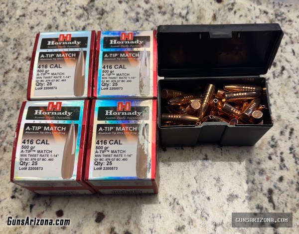 416 Barrett reloading hornady bullets, dies and Hodgdon in powder