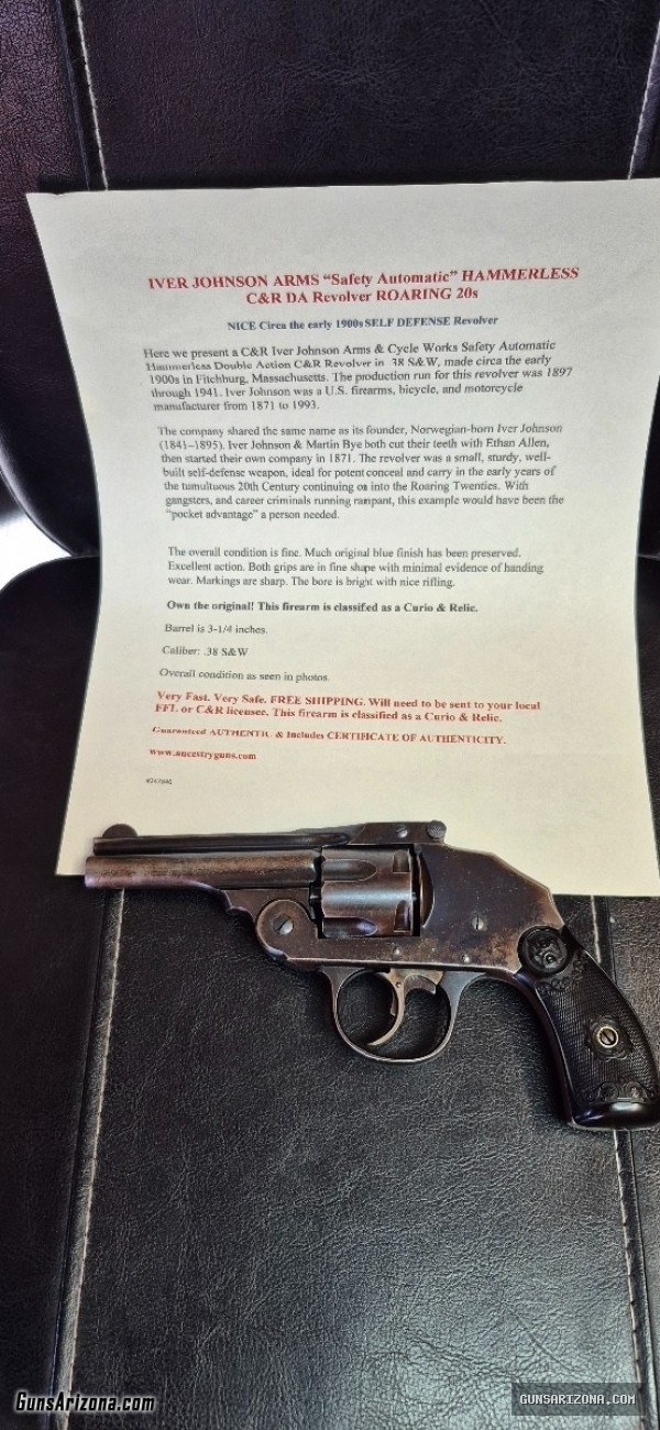 Iver Johnson Arms .38 S&W "Safety Automatic hammerless Revolver