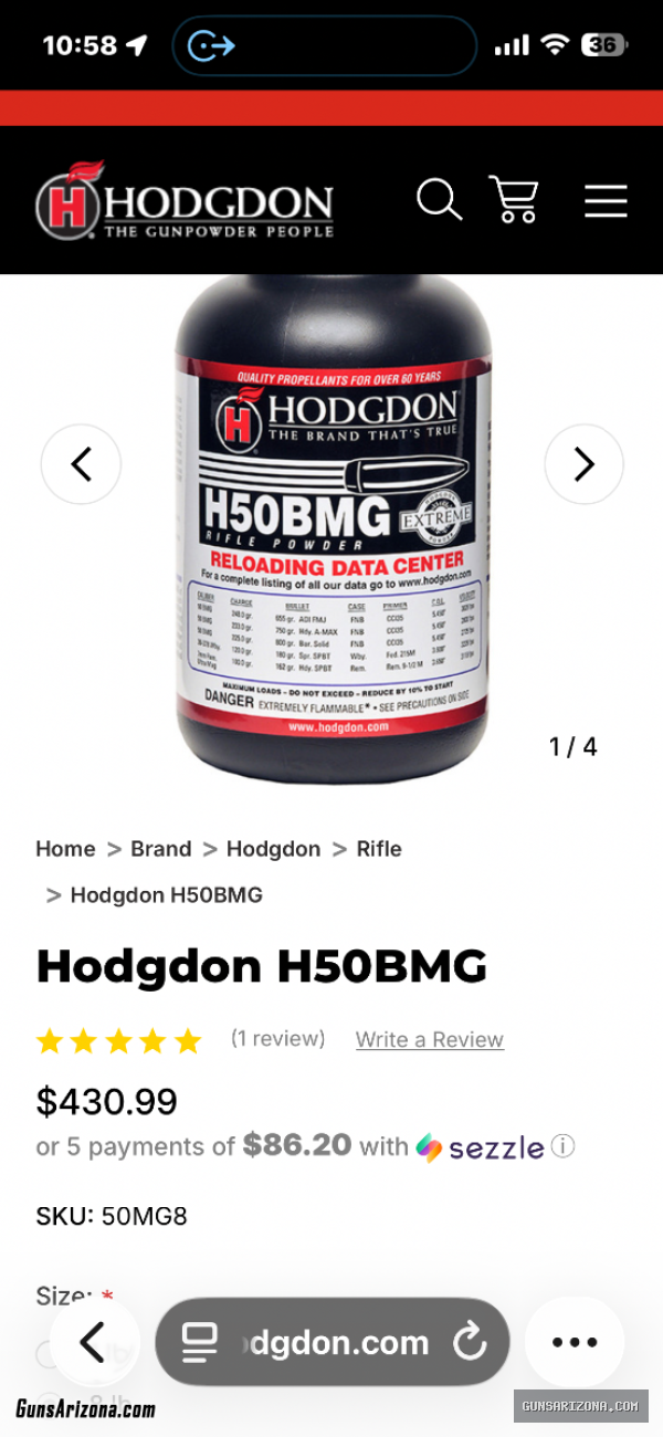 416 Barrett reloading hornady bullets, dies and Hodgdon in powder