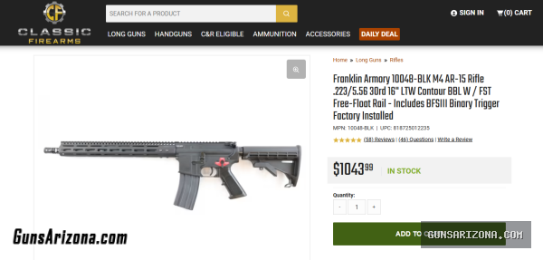 ****PRICE DROPPED**** Franklin Armory BFSIII-M4 Midlength Rifle 5.56mm NATO with Binary Trigger