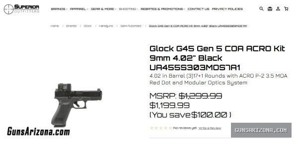 NIB GEN 5 GLOCK 45 MOS AIMPOINT ACRO P-2 9MM