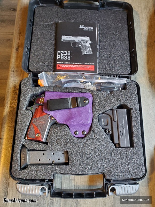 Sig Sauer P238 -380-RBT w Rainbow Blue Ti, Nite Sights, TLR-6 Laser, Kydex holster, LNIB