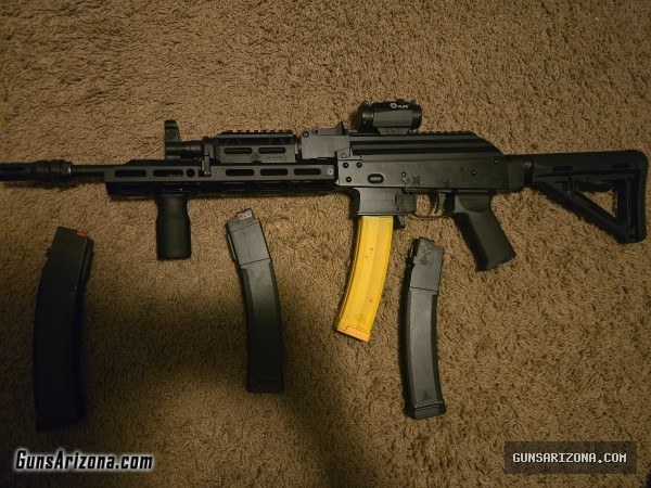 PSA AK-V 13.7” 9mm pcc w/jl billet rail, m4 stock, and ALG trigger w/ lightning bow