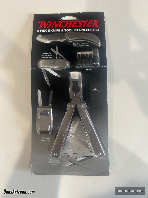 Winchester 5 piece knife and tool stainless set
