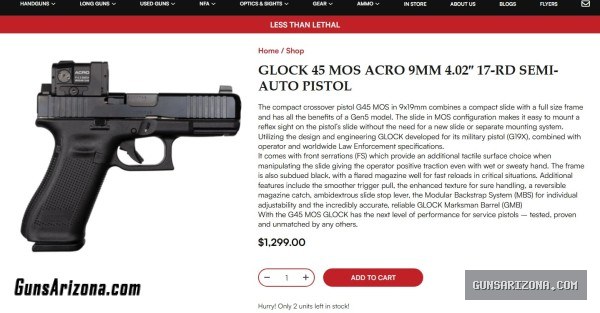 NIB GEN 5 GLOCK 45 MOS AIMPOINT ACRO P-2 9MM