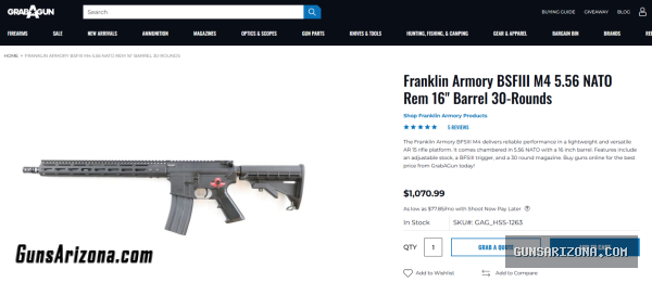 ****PRICE DROPPED**** Franklin Armory BFSIII-M4 Midlength Rifle 5.56mm NATO with Binary Trigger