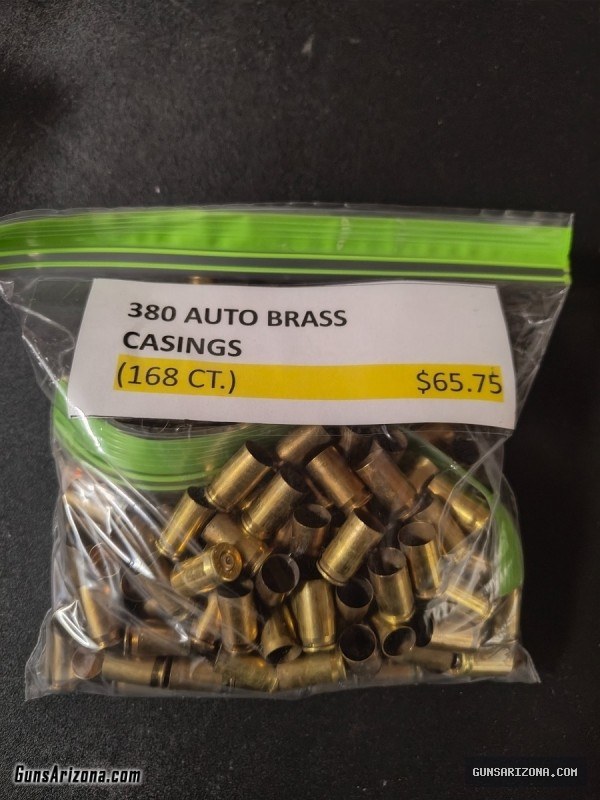 380 AUTO BRASS CASINGS (168 COUNT)