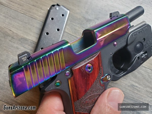 Sig Sauer P238 -380-RBT w Rainbow Blue Ti, Nite Sights, TLR-6 Laser, Kydex holster, LNIB
