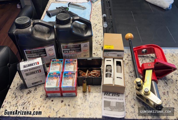 416 Barrett reloading hornady bullets, dies and Hodgdon in powder