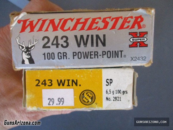 40 rounds 243 WIN, Winchester Rifle Ammo, 100gr