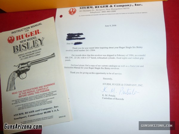 1986 RUGER BISLEY SINGLE SIX .22LR 6.5
