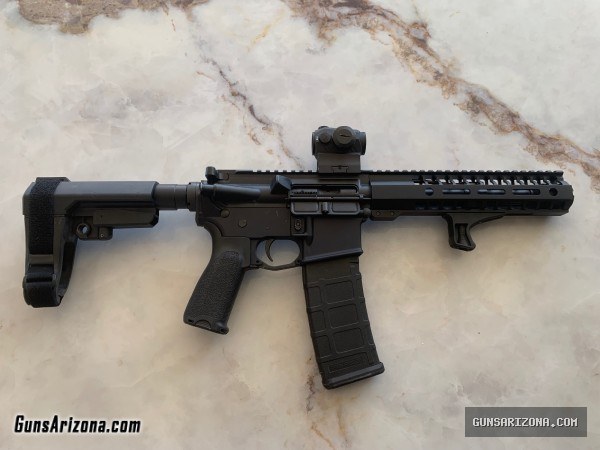 **AR15 PISTOL**7.5” Aero upper, BCM grips, Sig Romeo5,SB tactical brace, blast can***AR-15 PISTOL