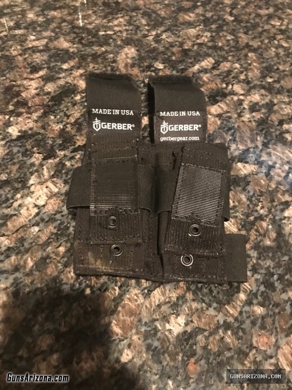 GERBER CUSTOM FIT UNIVERSAL PISTOL MAG & TOOLS QUAD SHEATH QUIET DEPLOY POUCH, BLACK