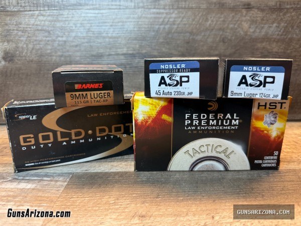 Personal Defense (JHP) Nosler ASP/Federal HST/Speer Gold Dot/Barnes TAC-XP... 9MM & .45ACP