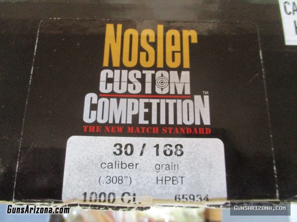 RELOADING: Nosler Custom Competition Bullets .30 cal 168 gr HPBT 1000/ct