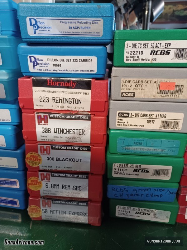 reloading dies, Dillon, Redding, Hornady, lee, RCBS
