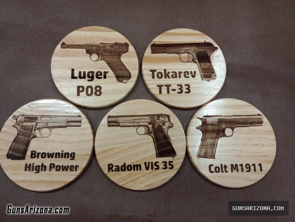 Pistols of WWII coaster set
