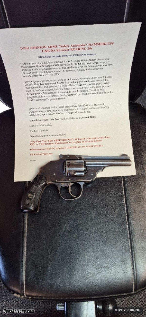 Iver Johnson Arms .38 S&W "Safety Automatic hammerless Revolver