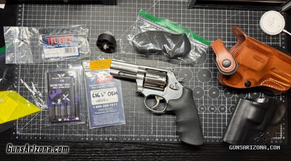 Smith & Wesson 686+ 3'' .357 Magnum Revolver w/ 2 holsters and upgrades + parts