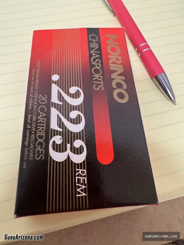 .223 norinco. 55 grain 20 rounds per box.