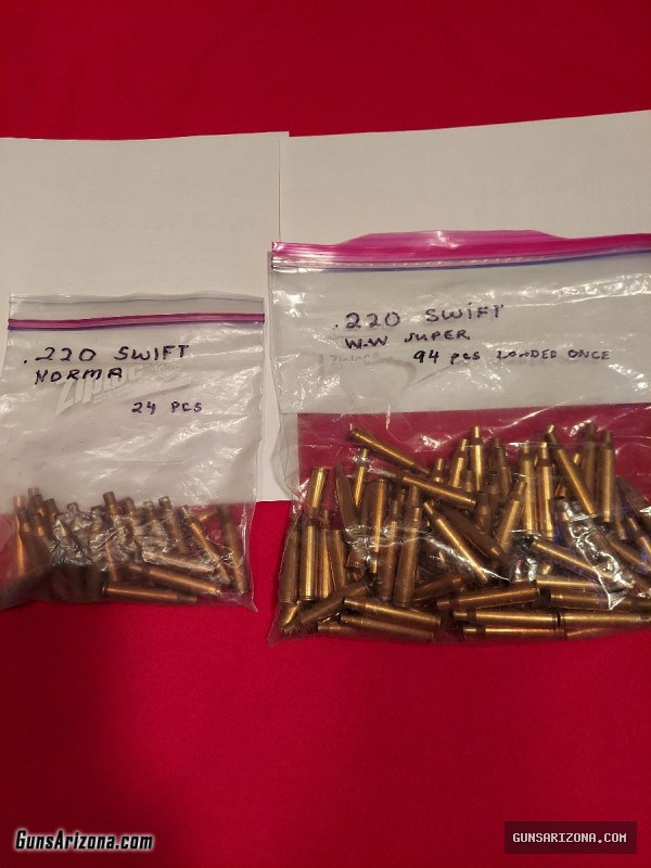 .220 SWIFT WINCHESTER W-W SUPER & NORMA BRASS