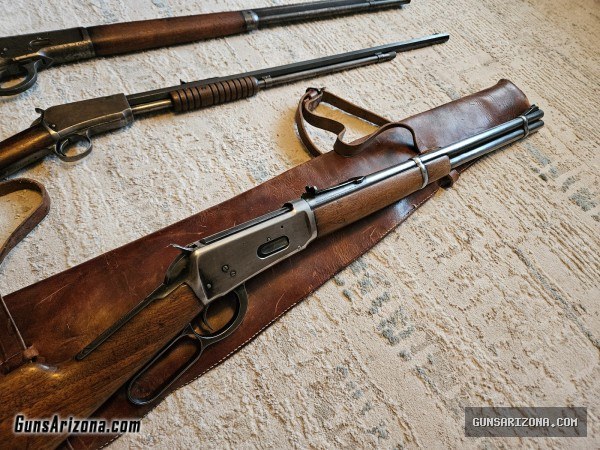~PRICE DROP~ LOT OF 3 WINCHESTERS, 1890 .22, 1892 .25-20, 1894 .32 Win Sp. W/ SCABBARD