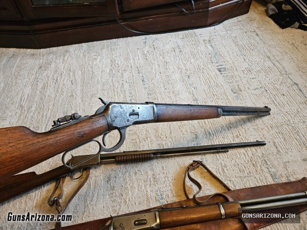 ~PRICE DROP~ LOT OF 3 WINCHESTERS, 1890 .22, 1892 .25-20, 1894 .32 Win Sp. W/ SCABBARD