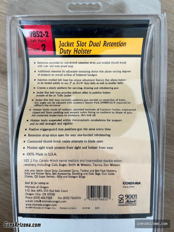 Uncle Mike’s Jacket Slot Dual Retention Duty Holster LH Size 2