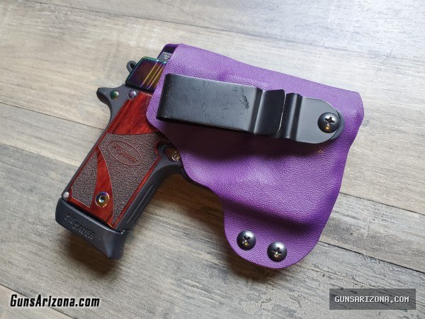 Sig Sauer P238 -380-RBT w Rainbow Blue Ti, Nite Sights, TLR-6 Laser, Kydex holster, LNIB