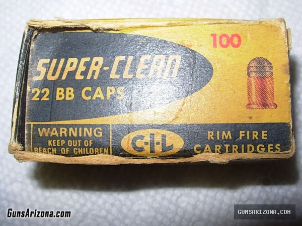 SUPER-CLEAN .22 CAL. BB CAPS RIMFIRE CARTRIGES