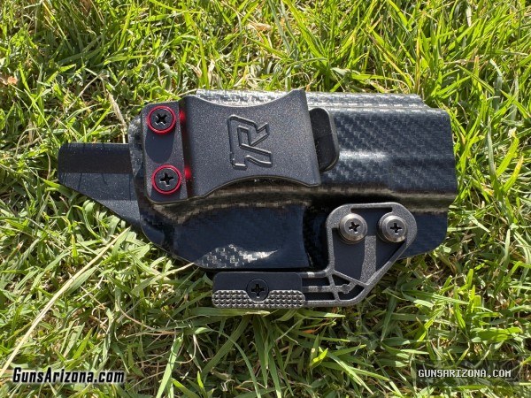 Glock 19 Rounded RH AIWB Holster Carbon Fiber w/Red Hardware
