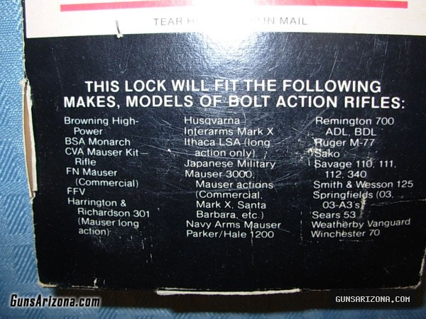 Breech gun lock for bolt actions