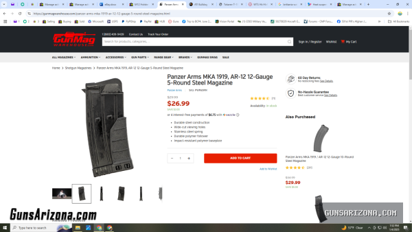 Tokarev T1919, ATI Bulldog, AR-12, MKA1919 Shotgun 12 gauge Magazine
