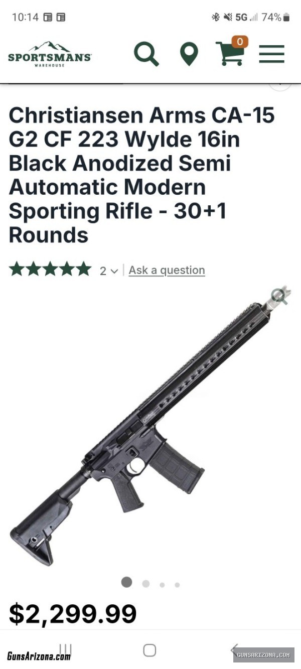 Christiansen Arms CA-15 G2 CF 223 Wylde 16in Bronze Anodized Semi Automatic Modern Sporting Rifle - 30+1 Rounds $1600 4802620742