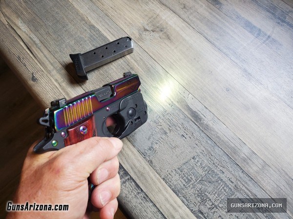 Sig Sauer P238 -380-RBT w Rainbow Blue Ti, Nite Sights, TLR-6 Laser, Kydex holster, LNIB